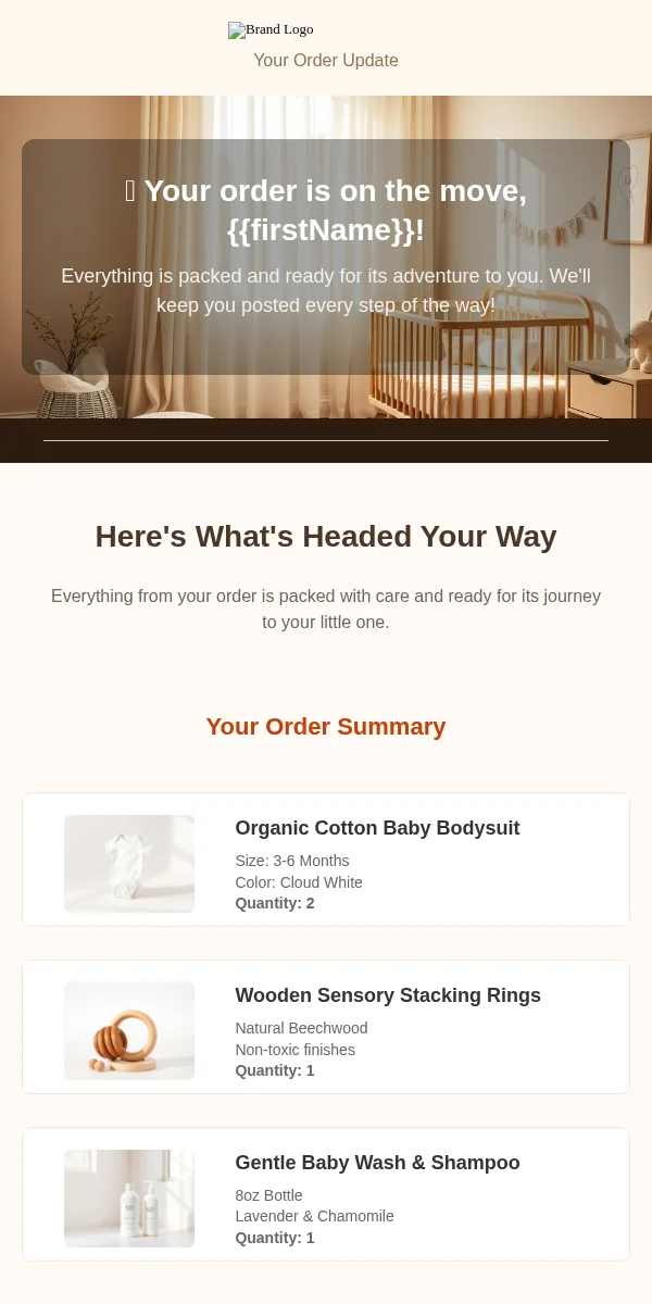 Shipping Notification Email Template for Baby Kids