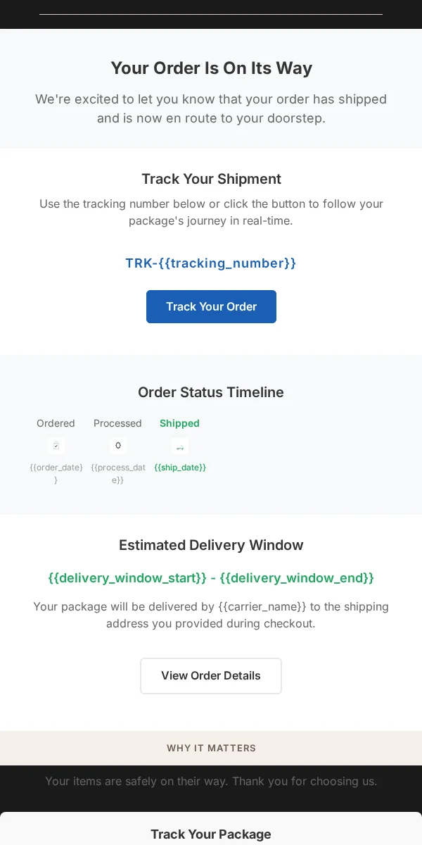 Shipping Notification Email Template for Ecommerce Retail