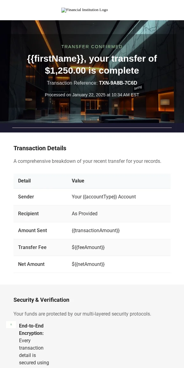 Shipping Notification Email Template for Finance Banking