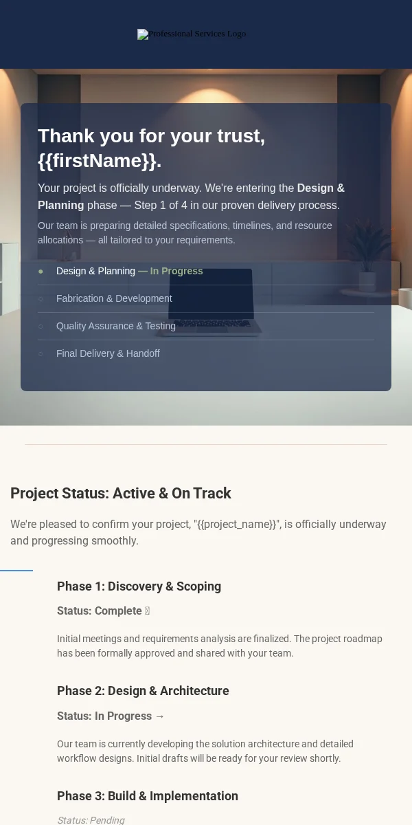 Shipping Notification Email Template for Professional Services