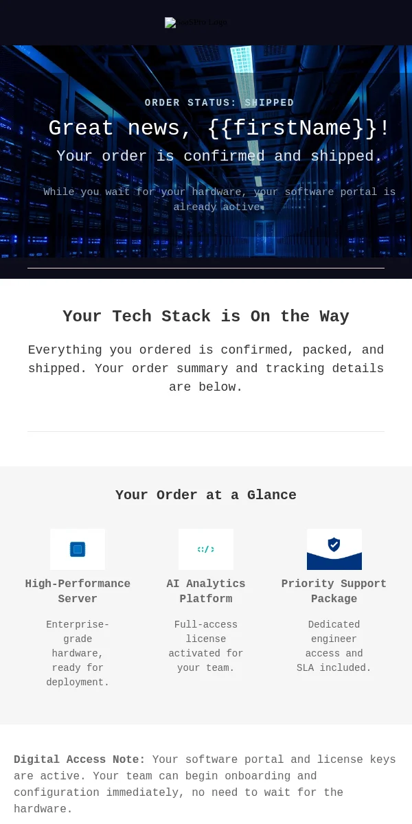 Shipping Notification Email Template for Saas Software