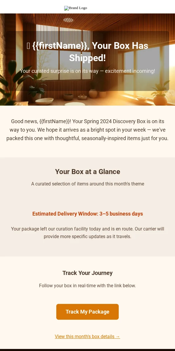 Shipping Notification Email Template for Subscription Boxes