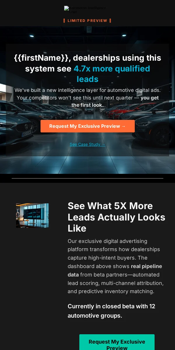 sneak peek email template for automotive