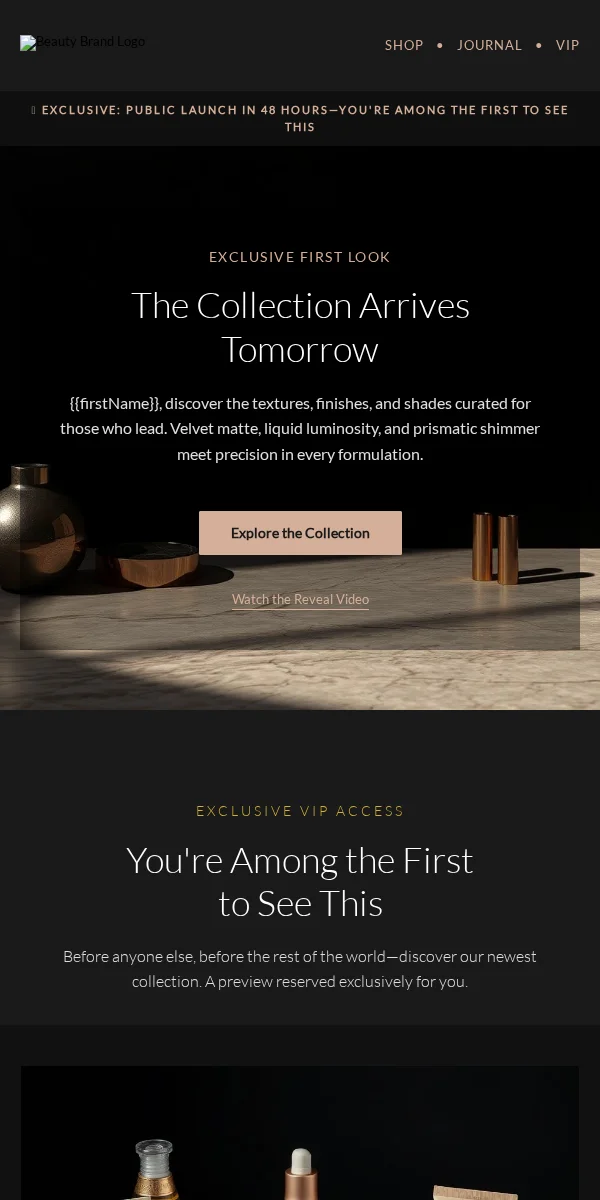 Sneak Peek Email Template for Beauty Cosmetics