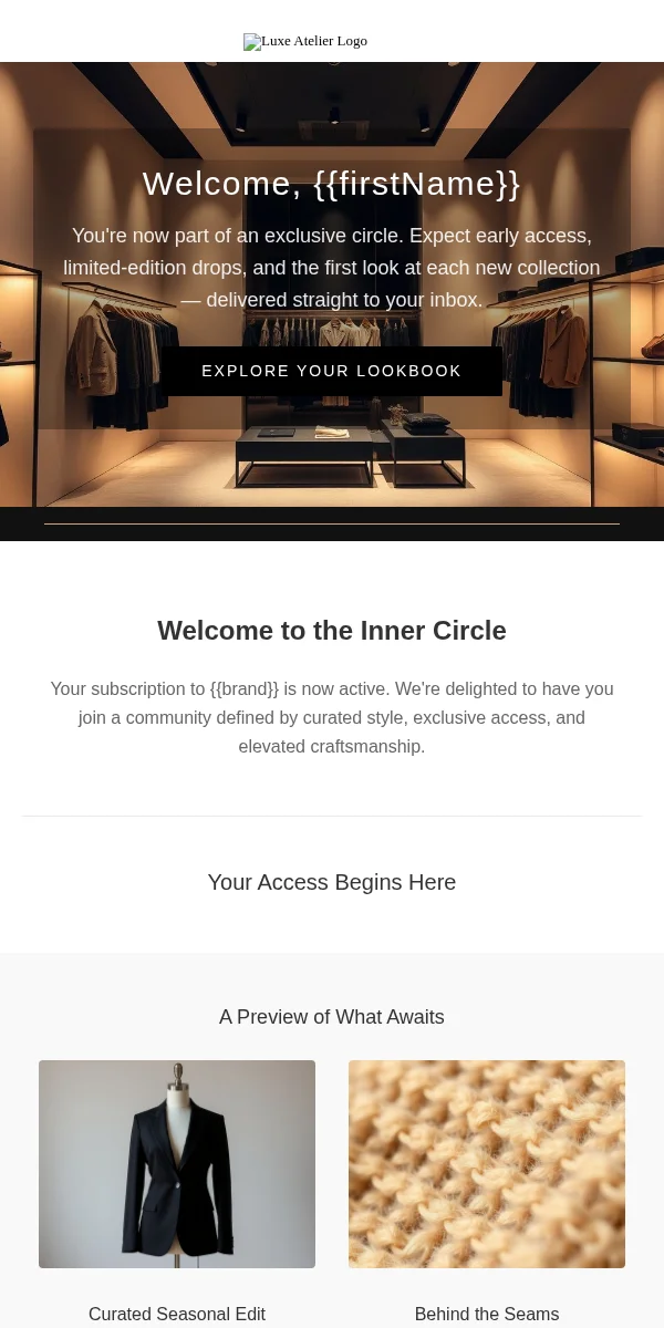 Subscription Confirmation Email Template for Apparel Fashion