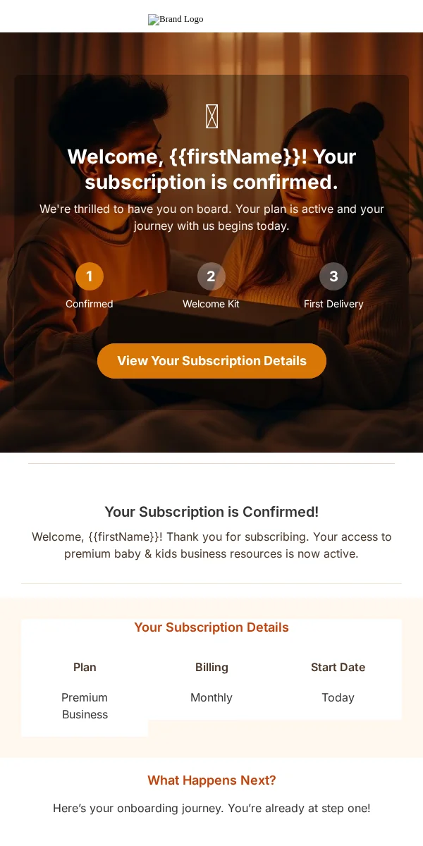 Subscription Confirmation Email Template for Baby Kids