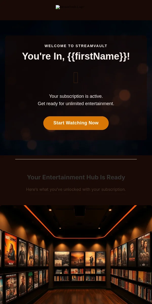 Subscription Confirmation Email Template for Entertainment Media