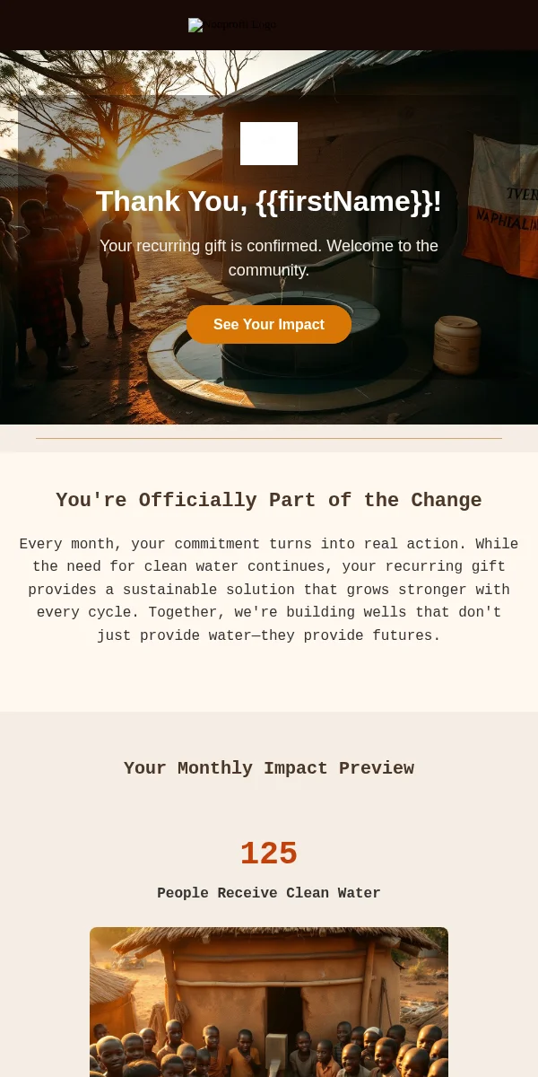 Subscription Confirmation Email Template for Nonprofit Charity