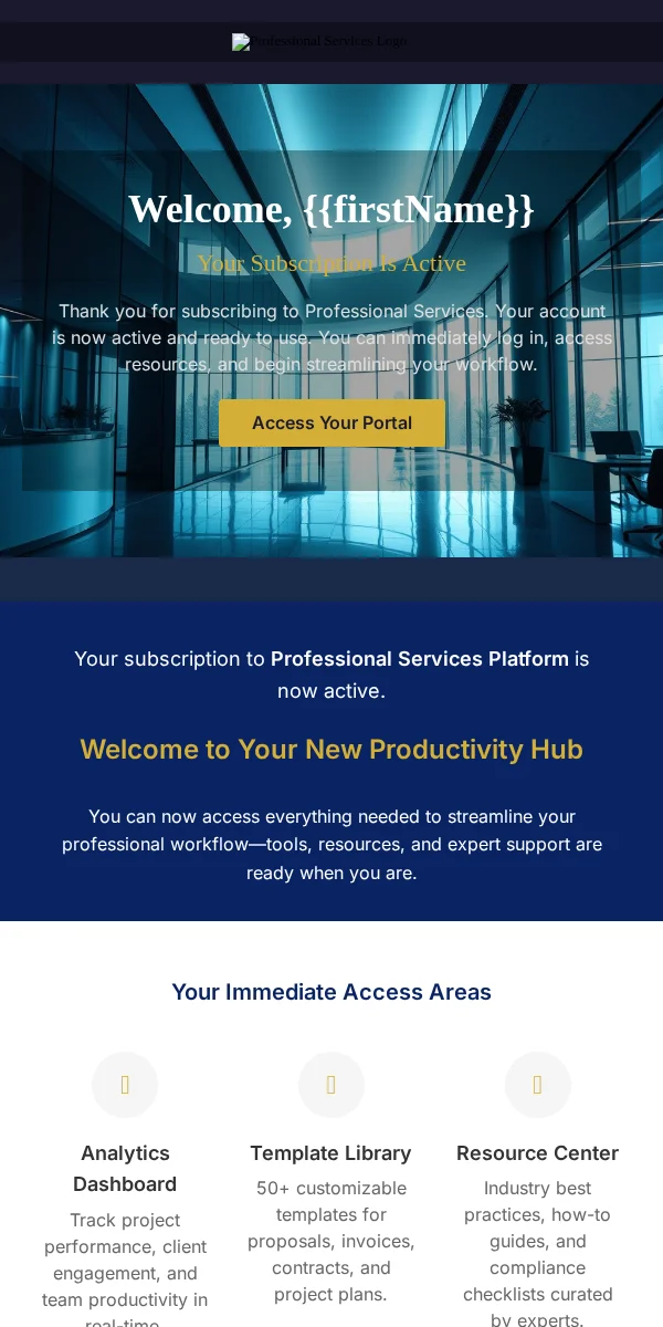 Subscription Confirmation Email Template for Professional Services