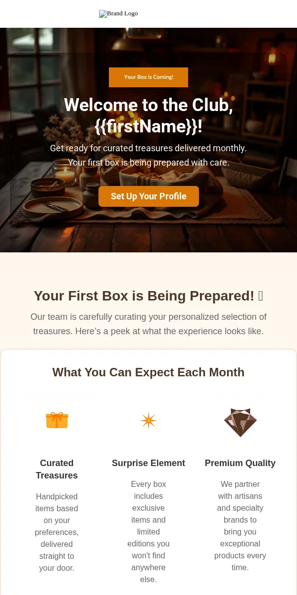 Subscription Confirmation Email Template for Subscription Boxes