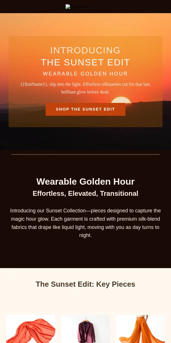 Sunset Email Template for Apparel Fashion