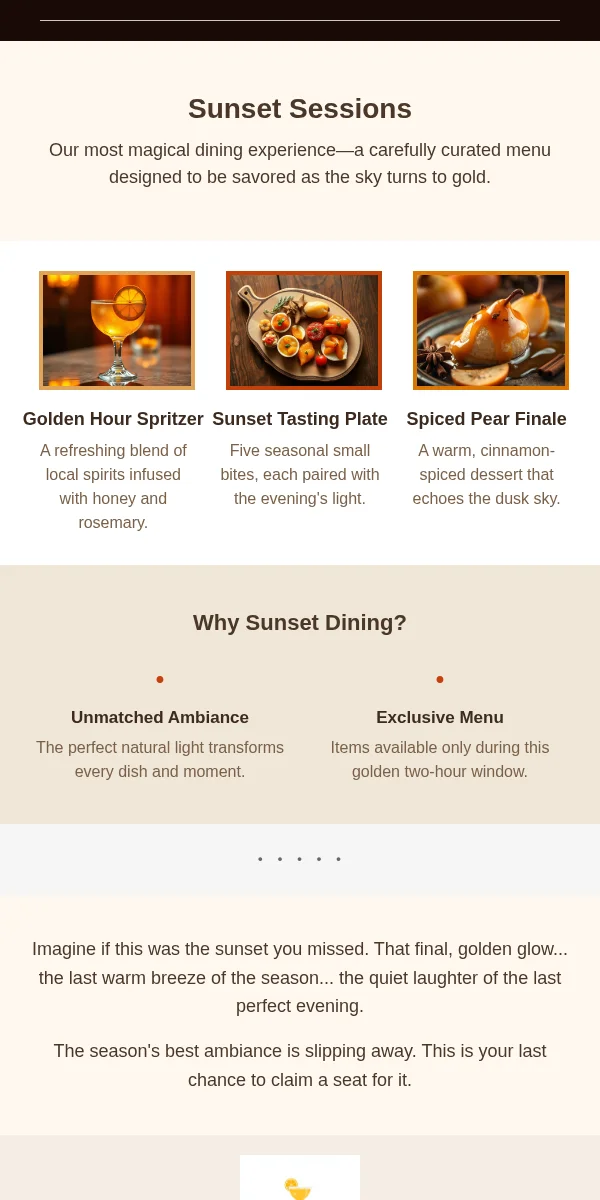 Sunset Email Template for Food Beverage
