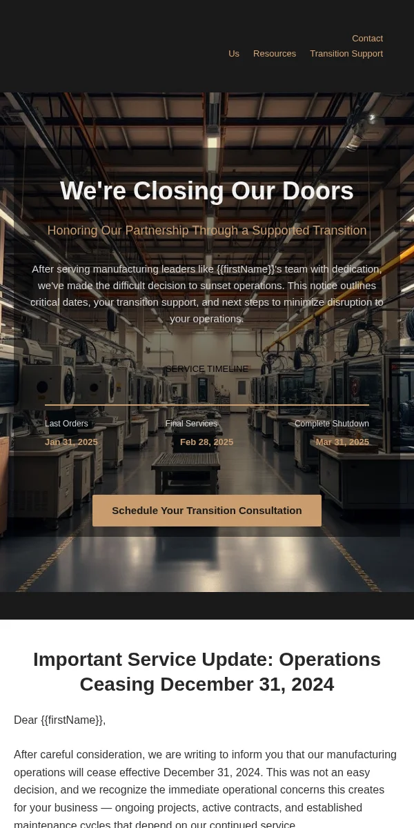 Sunset Email Template for Manufacturing Industrial