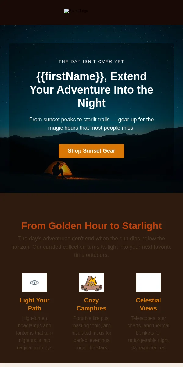 Sunset Email Template for Sports Outdoors