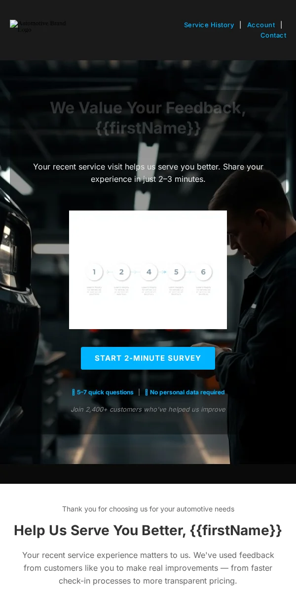 Survey Feedback Email Template for Automotive