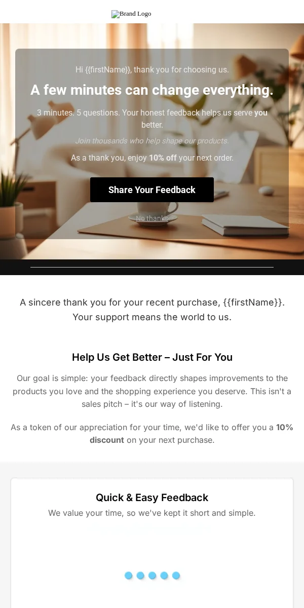 Survey Feedback Email Template for Ecommerce Retail
