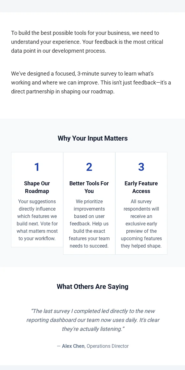 Survey Feedback Email Template for Saas Software