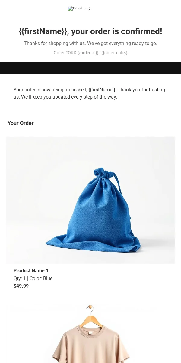 Thank You Email Template for Ecommerce Retail