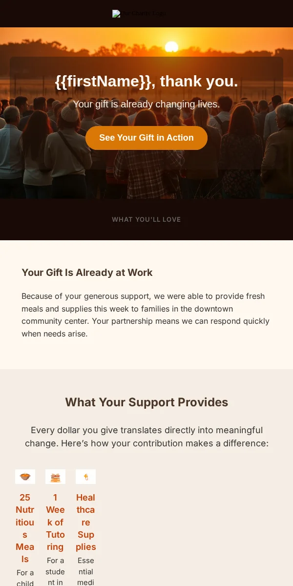 Thank You Email Template for Nonprofit Charity