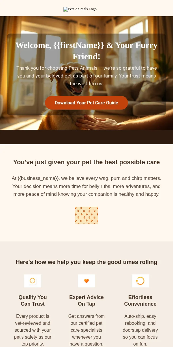 Thank You Email Template for Pets Animals