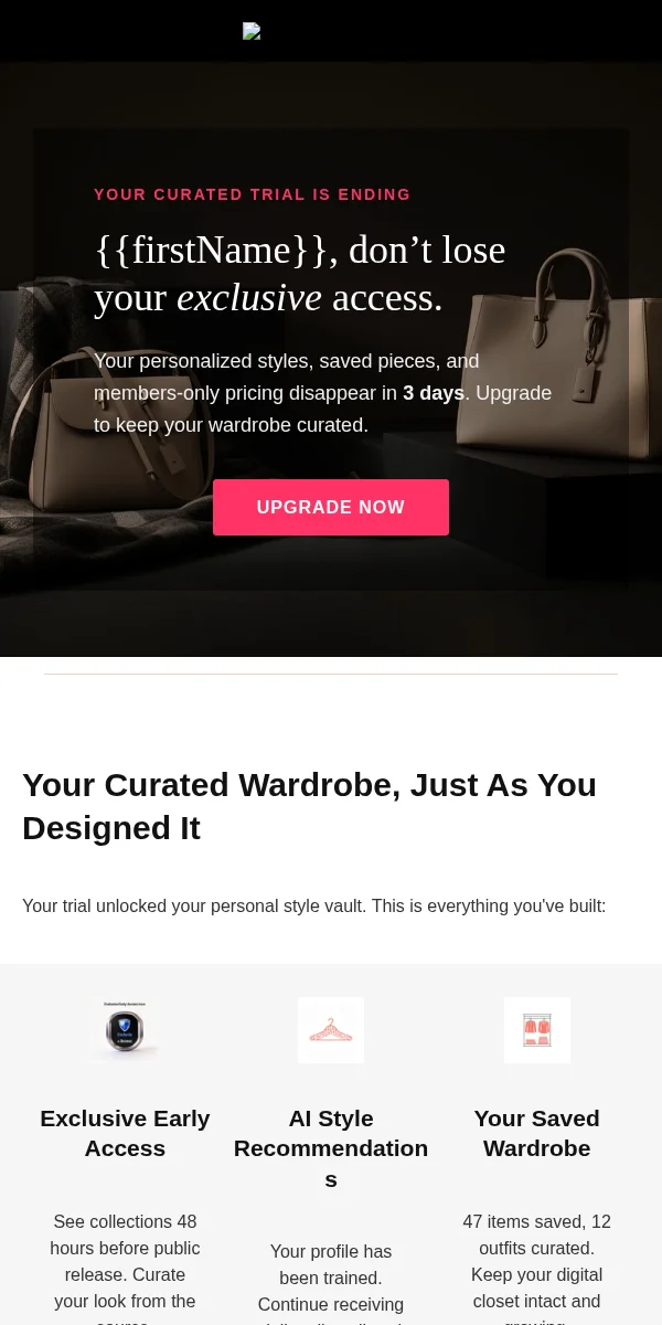 Trial Expiring Email Template for Apparel Fashion