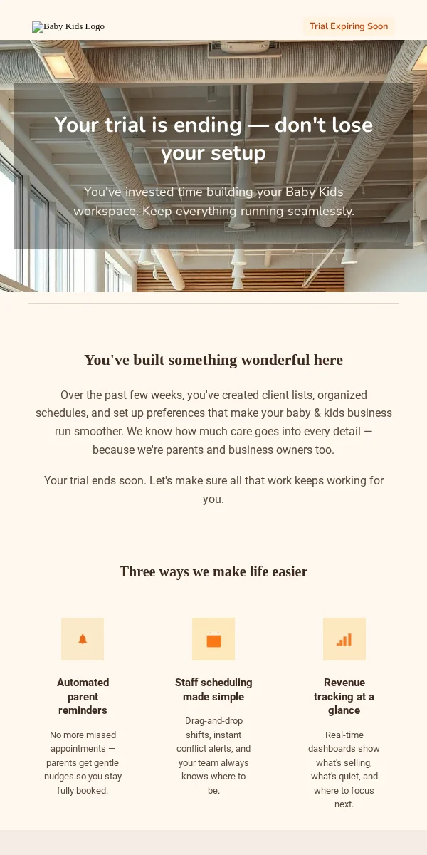 Trial Expiring Email Template for Baby Kids