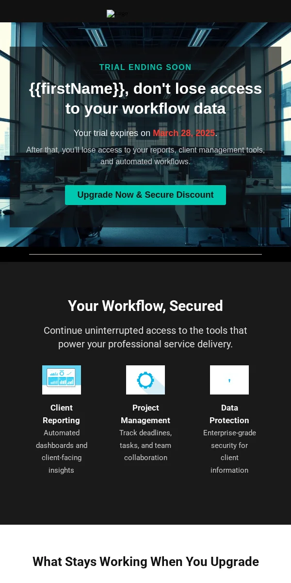 Trial Expiring Email Template for Professional Services