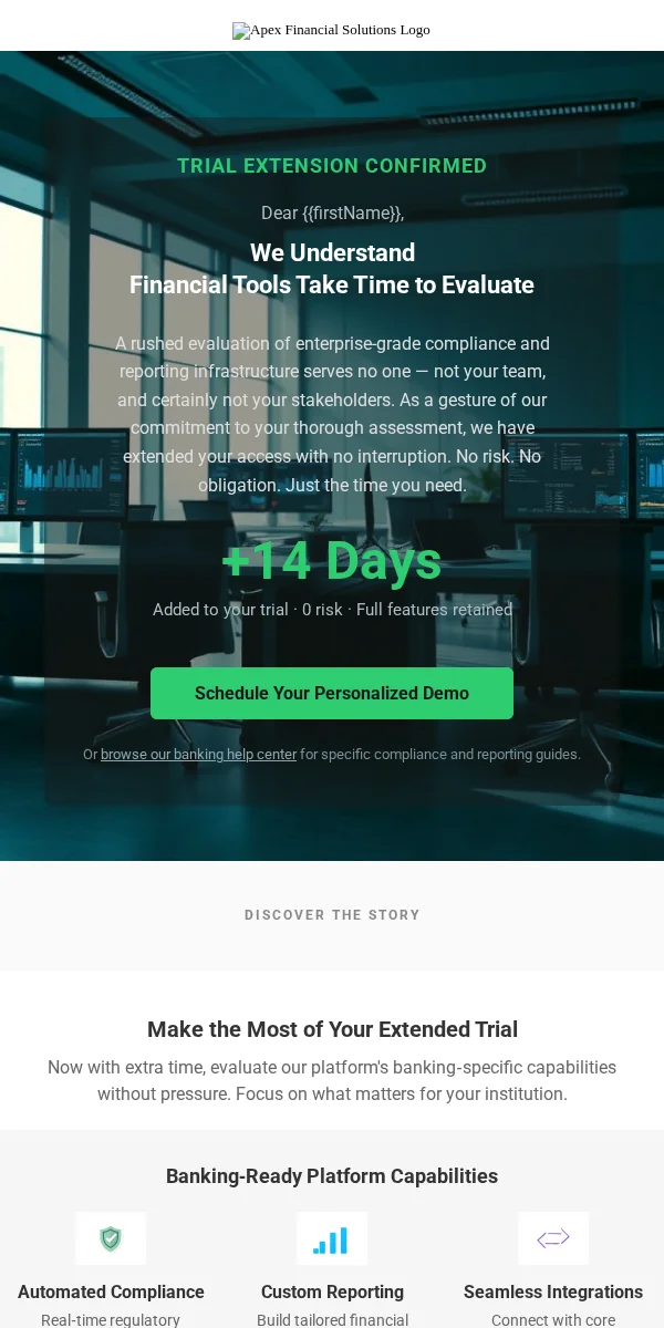Trial Extension Email Template for Finance Banking
