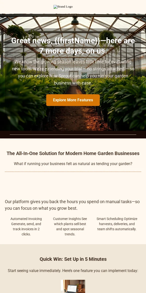 Trial Extension Email Template for Home Garden