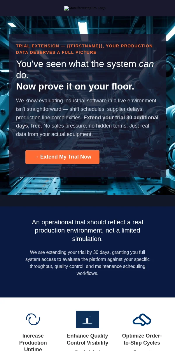 Trial Extension Email Template for Manufacturing Industrial