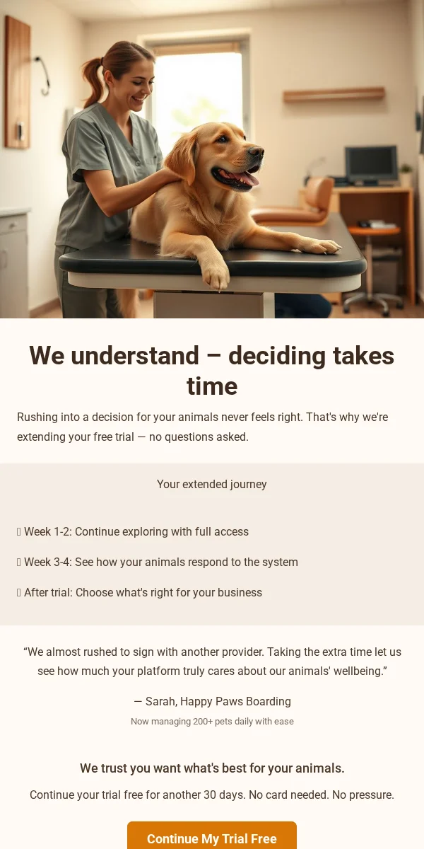 Trial Extension Email Template for Pet Businesses