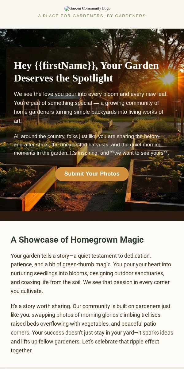 UGC Request Email Template for Home Garden