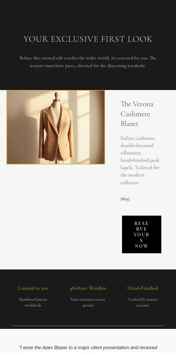 Vip Exclusive Email Template for Apparel Fashion