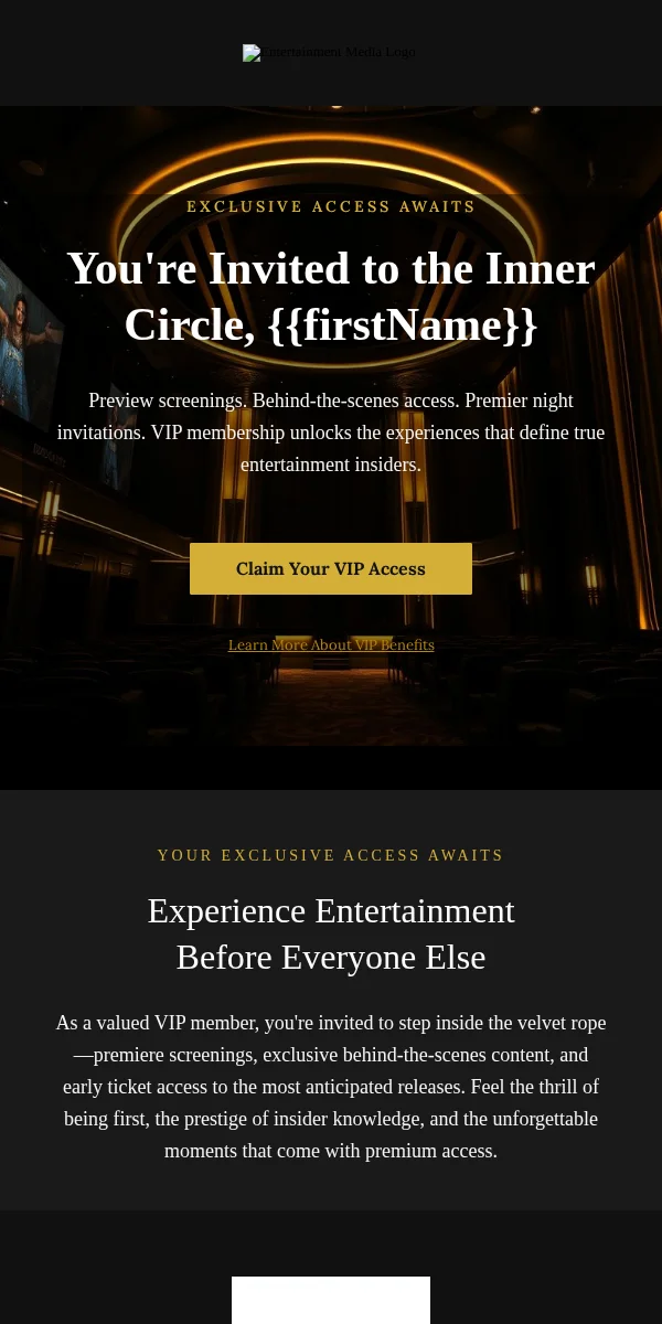 Vip Exclusive Email Template for Entertainment Media