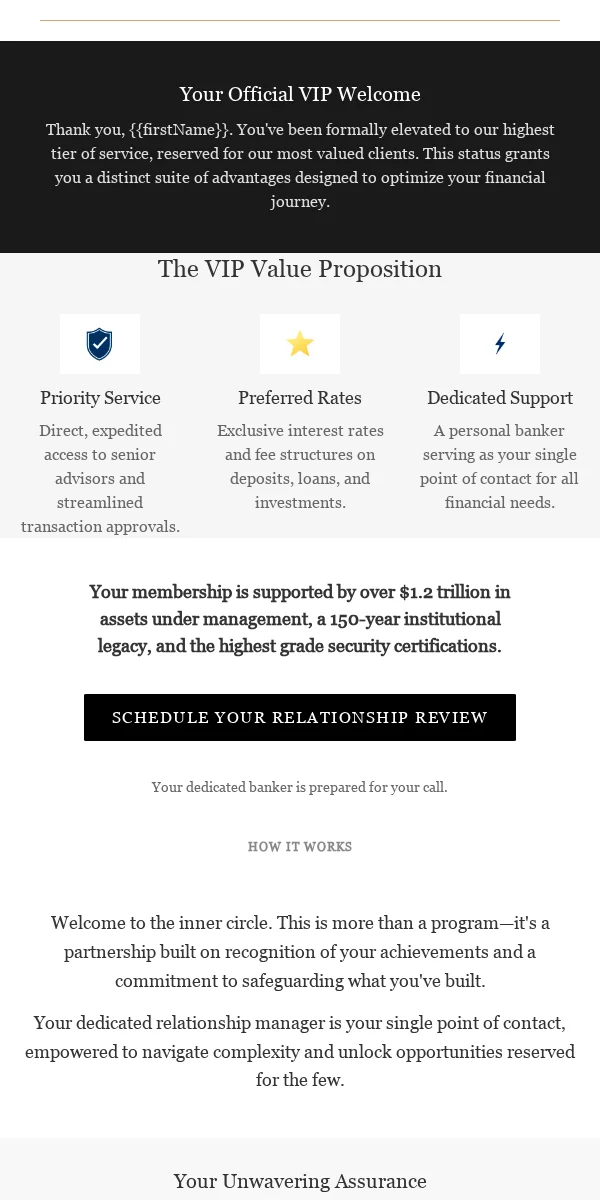 Vip Exclusive Email Template for Finance Banking
