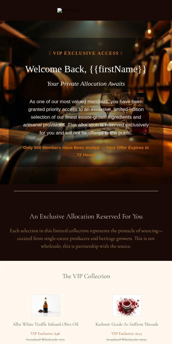 Vip Exclusive Email Template for Food Beverage