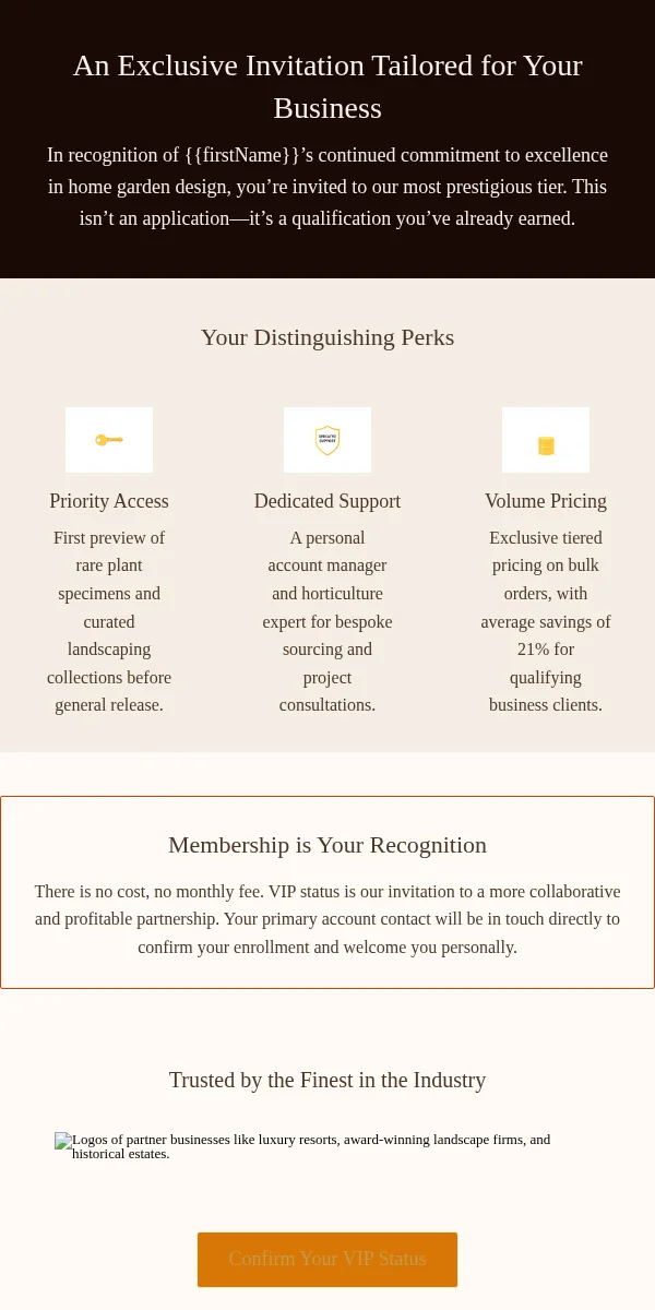 VIP Exclusive Email Template for Home & Garden