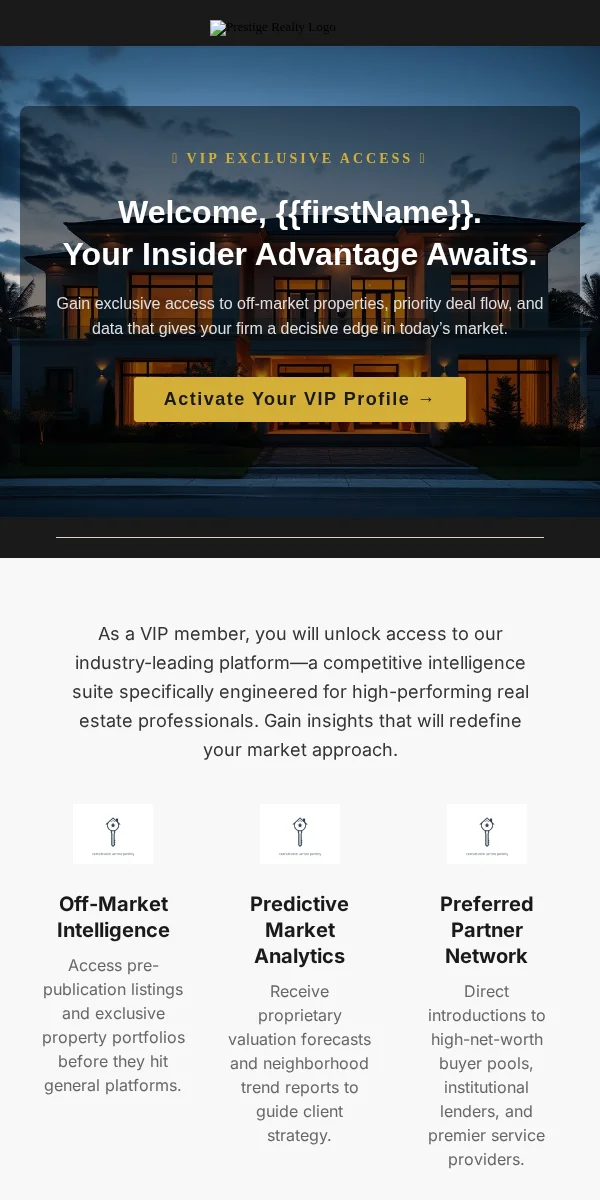 Vip Exclusive Email Template for Real Estate