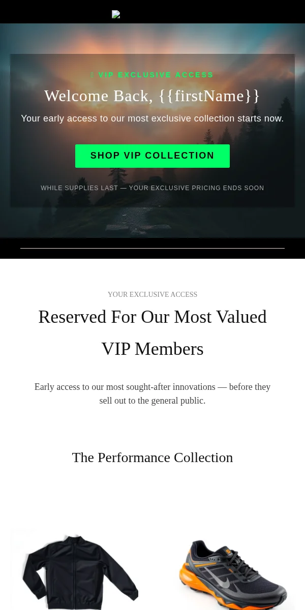 Vip Exclusive Email Template for Sports Outdoors