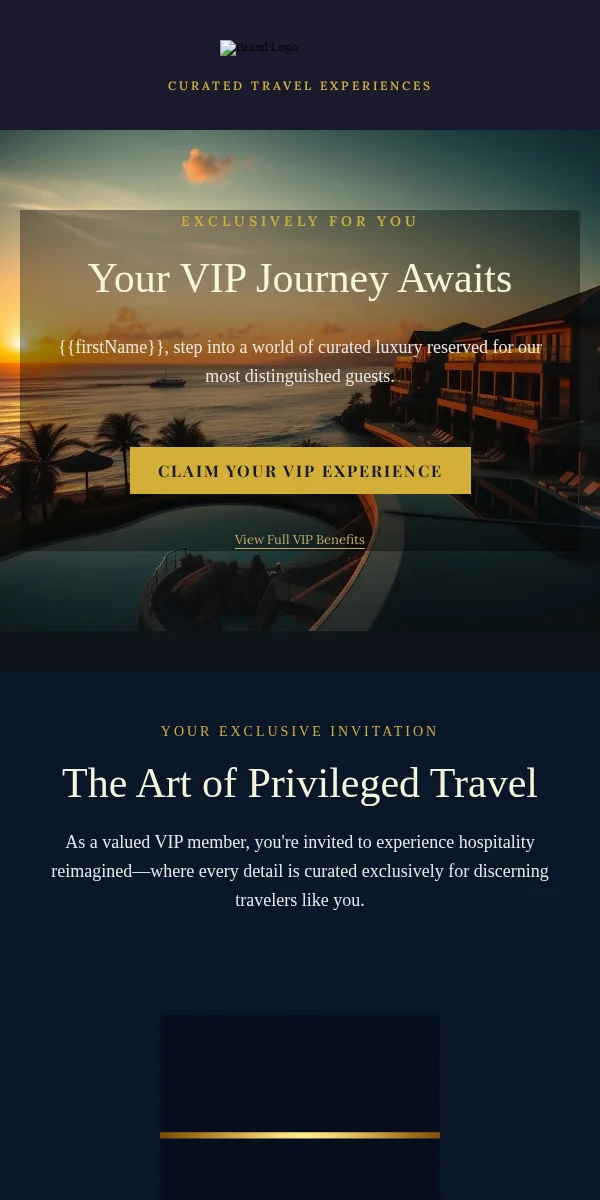 Vip Exclusive Email Template for Travel Hospitality
