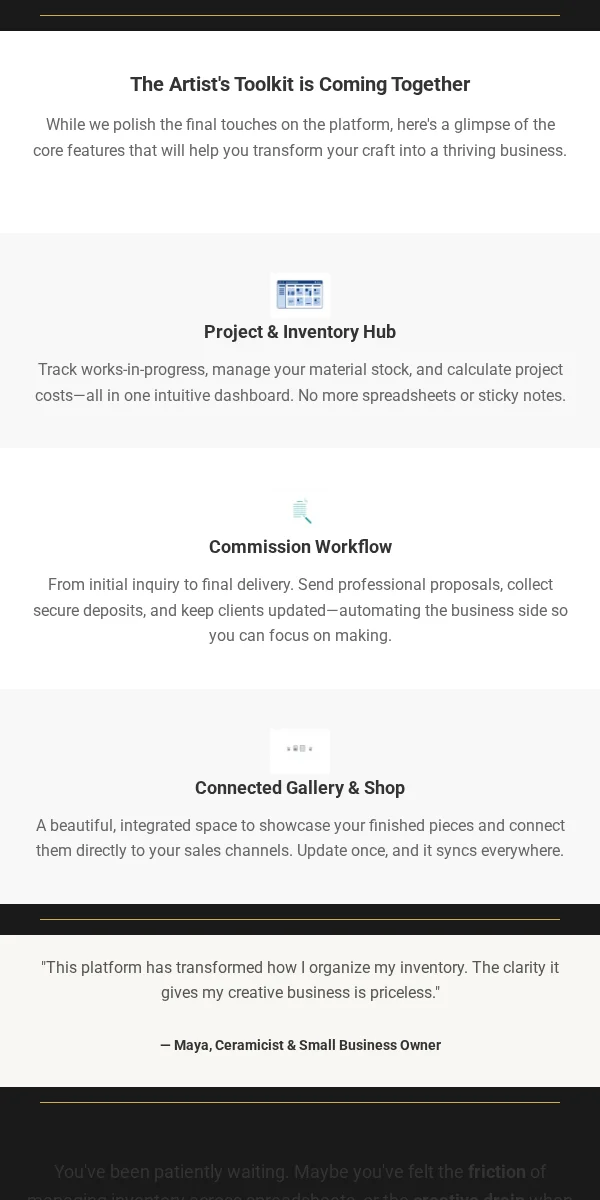waitlist notification email template for arts & crafts