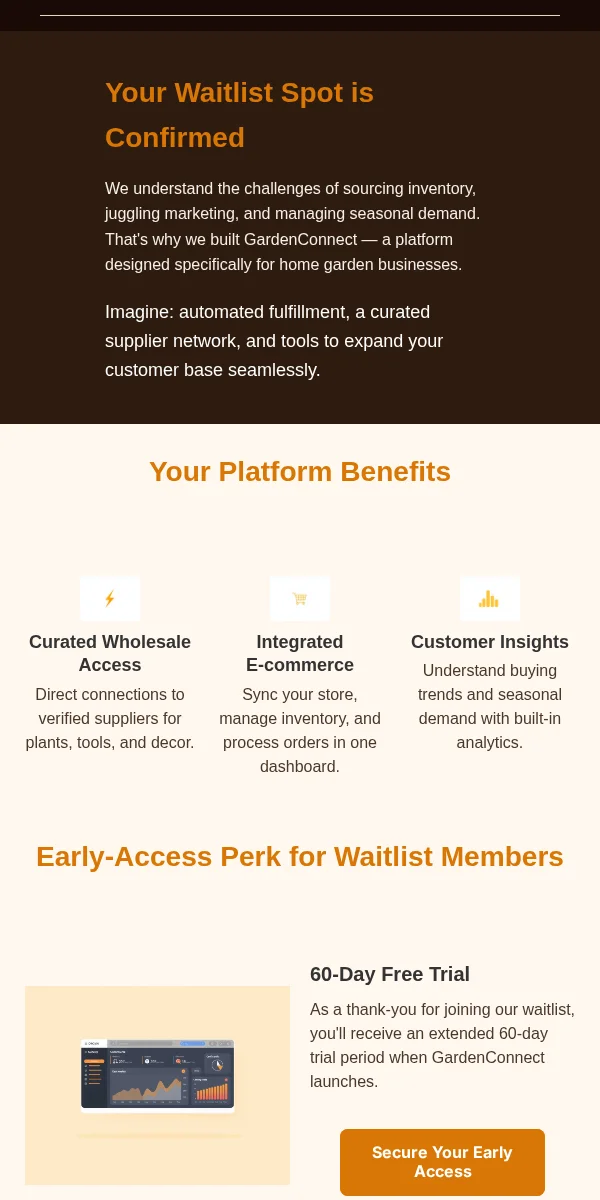 waitlist notification email template for home & garden