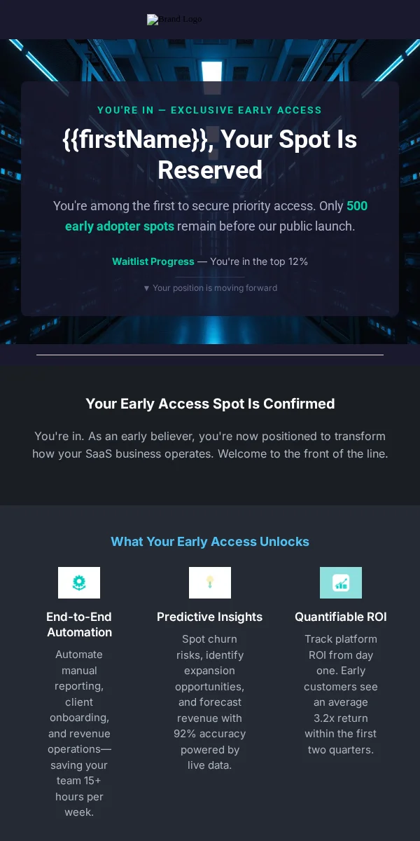 waitlist notification email template for SaaS companies
