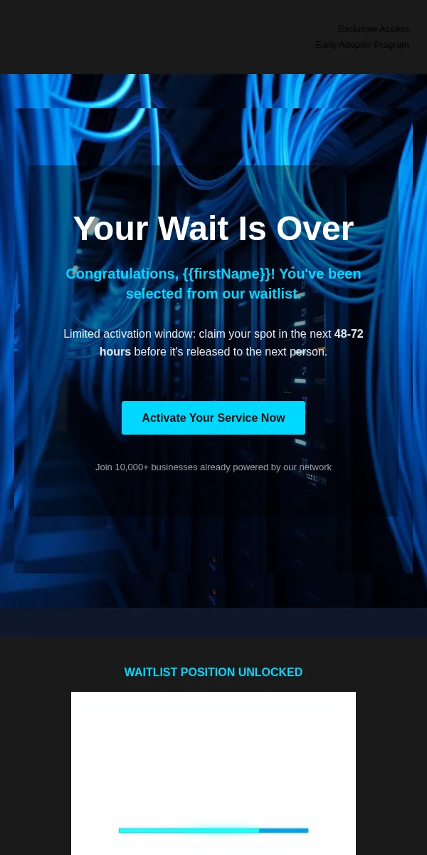 Waitlist Notification Email Template for Telecommunications