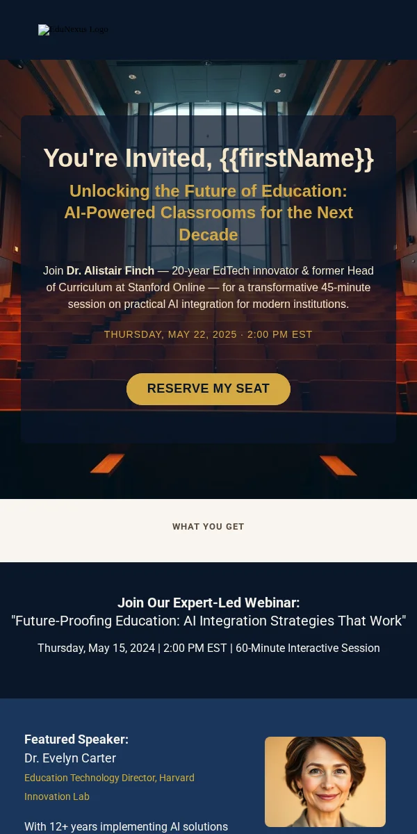 Webinar Invitation Email Template for Education
