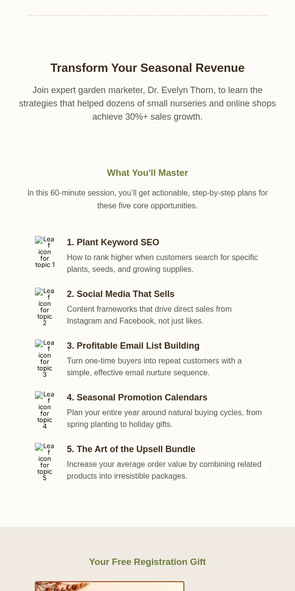 Webinar Invitation Email Template for Home Garden