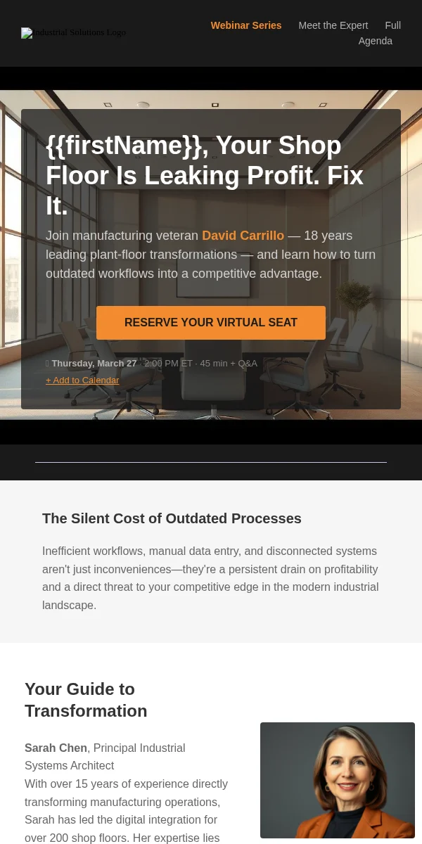 Webinar Invitation Email Template for Manufacturing Industrial