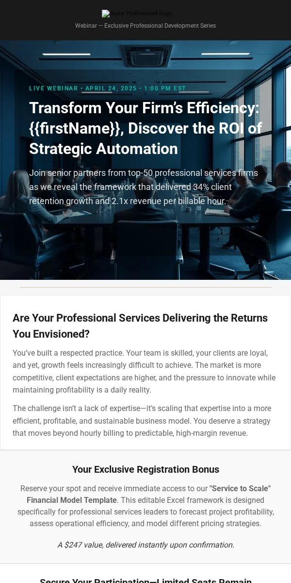 Webinar Invitation Email Template for Professional Services