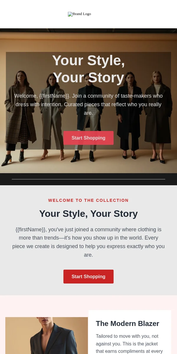 Welcome Email Template for Apparel Fashion