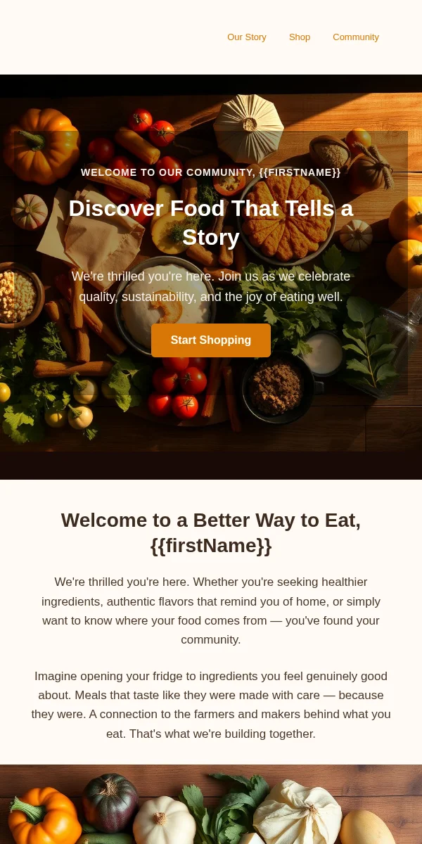 Welcome Email Template for Food Beverage